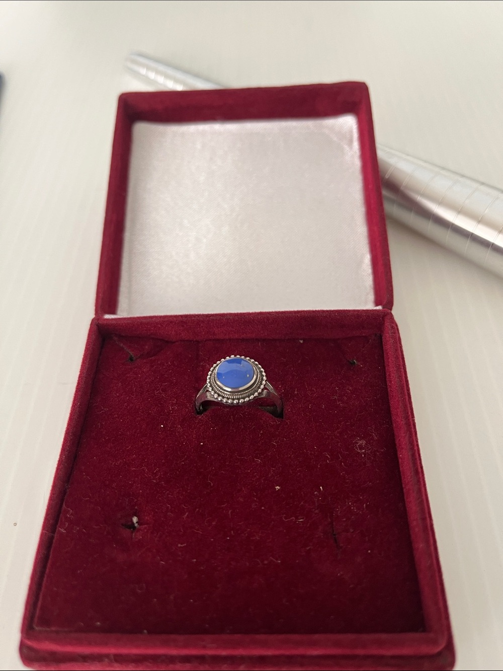 925 Vintage Lapis Sterling Silver Ring Size 7.5